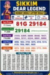 Sikkim Dear Legend Monday Lottery Result 29-06-26 6 PM