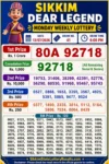 Sikkim Dear Legend Monday Lottery Result 13-07-26 6 PM